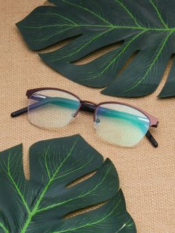 TED SMITH - Women Brown Half Rim Cat Eye Frame (52)