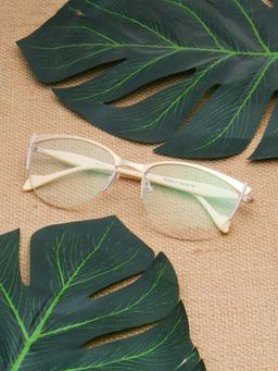TED SMITH - Women Yellow Half Rim Cat Eye Frame (52)