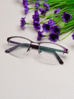 TED SMITH - Women Purple Half Rim Cat Eye Frame (51)