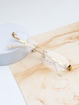 TED SMITH - Unisex Gold Rimless Rectangle Frame (53)