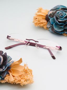 TED SMITH - Unisex Purple Rimless Rectangle Frame (53)
