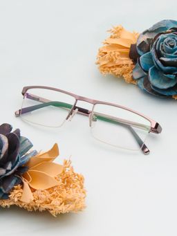 TED SMITH - Unisex Pink Half Rim Rectangle Frame (53)