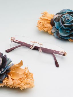 TED SMITH - Unisex Gold Rimless Rectangle Frame (53)