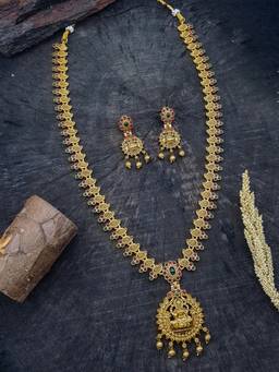 GRIIHAM - Gold Plated Classic Long Temple Necklace Set