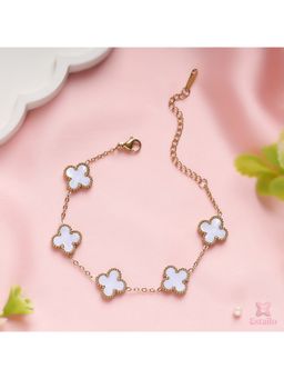 ESTAILO FASHION - Clover Grace Chain Bracelet White