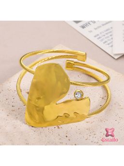 ESTAILO FASHION - Golden Ripple Embrace Cuff Bracelet