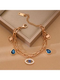 ESTAILO FASHION - Bronze Evil Eye Luxe Charm Bracelet Rose Gold