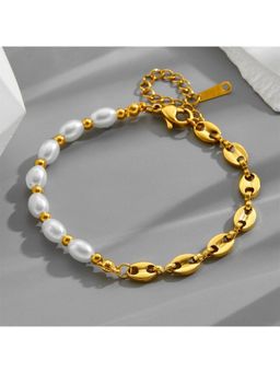 ESTAILO FASHION - Golden Pearl Coffee Bean Bracelet Gold