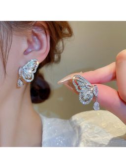 ESTAILO FASHION - Rhinestone Butterfly Drop Earrings