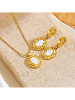 ESTAILO FASHION - White Statement Necklace and Earring