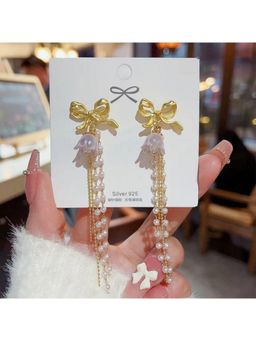 ESTAILO FASHION - Bling Bow Long Chain Earrings Gold