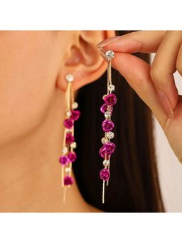 ESTAILO FASHION - Of As Pretty As Flower Long Chain Earrings Purple