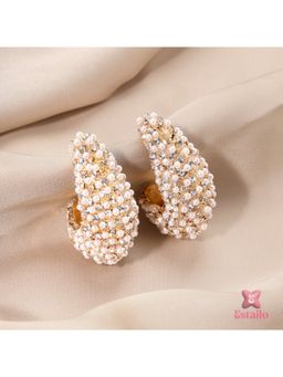 ESTAILO FASHION - Shimmering Pearl Crescents Earrings Gold