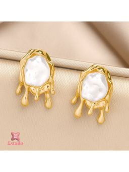 ESTAILO FASHION - Pearl Drip Gold Earrings Gold