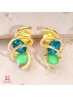 ESTAILO FASHION - Golden Chroma Swirls Earrings Multi