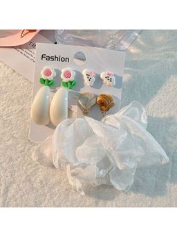 ESTAILO FASHION - Bloom Shell Earrings White