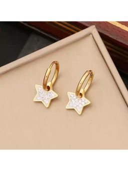 ESTAILO FASHION - Gold Star Hoop Earrings Gold