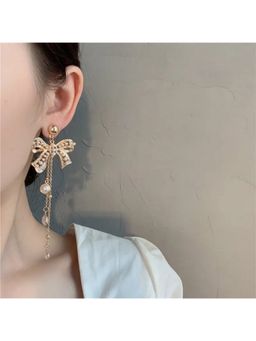 ESTAILO FASHION - Graceful Pearl Bow Tassels Gold