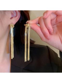 ESTAILO FASHION - Serpentine Chain Dangler Earrings Gold