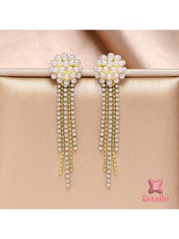 ESTAILO FASHION - Lustrous Pearl Tassels Earrings Gold