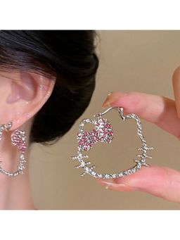 ESTAILO FASHION - Hello Shimmer Hoops Earrings Silver