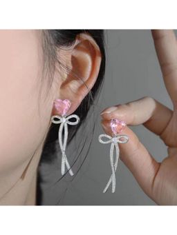 ESTAILO FASHION - Rose Ribbon Hearts Earrings