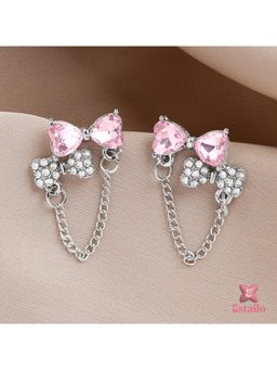 ESTAILO FASHION - Ballet Pink Bow Dangles Earrings Pink