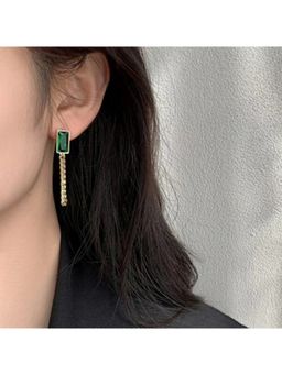 ESTAILO FASHION - Gilded Green Chain Earrings Gold