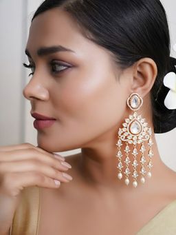 Adwitiya - Women Elegant White Kundan Earrings