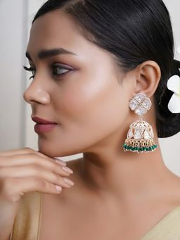 Adwitiya - Women Traditional Green Buttalu Earrings with Elegant Detailing