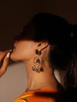 KKATHA ACCESSORIES - Amethyst Stone Dangler Earrings