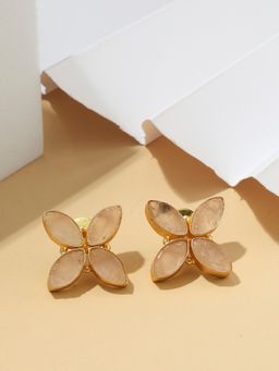 KKATHA ACCESSORIES - Golden Quartz Petal Earrings