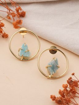 KKATHA ACCESSORIES - Round Amazonite Stone Earrings