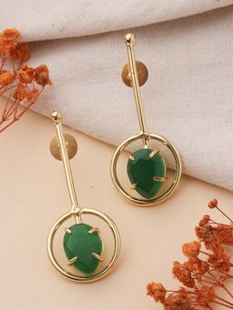 KKATHA ACCESSORIES - Tall Green Stone Earrings