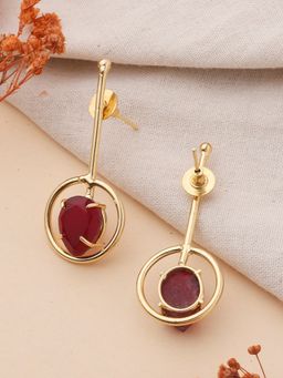 KKATHA ACCESSORIES - Tall Maroon Stone Earrings