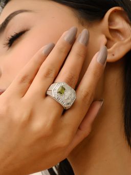 METALM - Signet Ring For Women with Sparkling Cz Diamonds