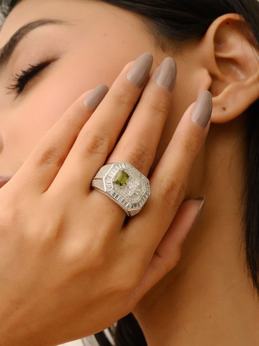 METALM Signet Ring For Women with Sparkling Cz Diamonds