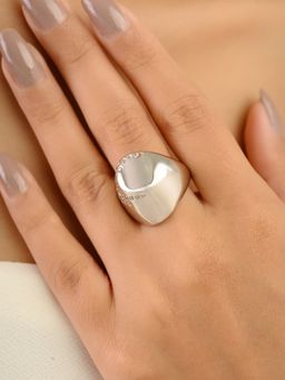 METALM - Signet Ring with Flush Setting Sparkling Cz Diamonds