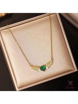 ESTAILO FASHION - Divine Emerald Wings Necklace Gold