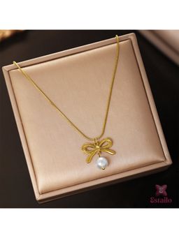 ESTAILO FASHION - Graceful Knot Pearl Charm Necklace