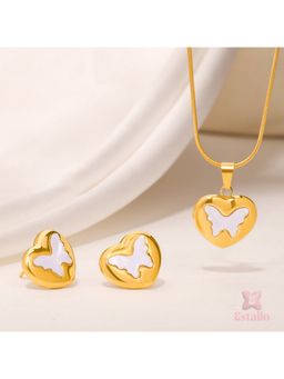 ESTAILO FASHION - Golden Heart Butterfly Necklace Set