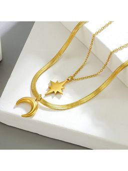 ESTAILO FASHION - Twinkle Crescent Duo Gold Necklace