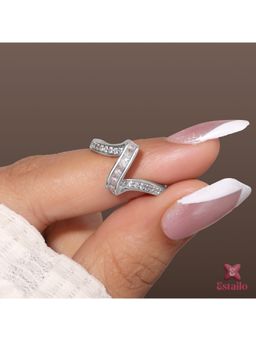 ESTAILO FASHION - Crystal Contour Ring Silver