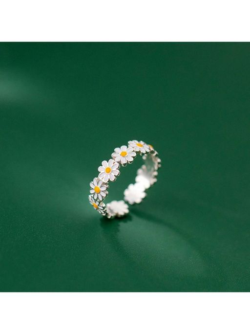 ESTAILO FASHION Daisy Flower White Ring