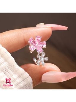 ESTAILO FASHION - Floral Dewdrop Ring Pink