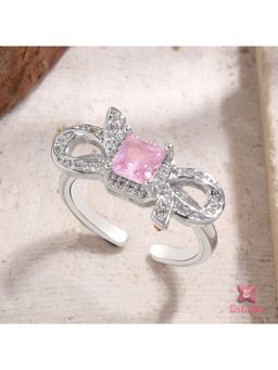 ESTAILO FASHION - Rose Ribbon Embrace Ring Silver