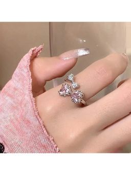 ESTAILO FASHION - Rose heart Embrace Ring Silver