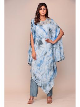 Zari Jaipur - Grey Kaftan Kurta with Embroidery (Set of 2)