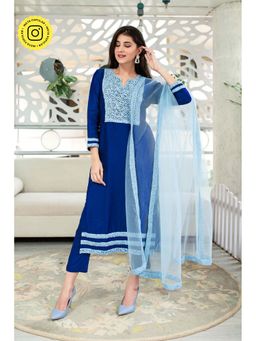 Label Shaurya Sanadhya - Shades of Blue Kurta (Set of 3)