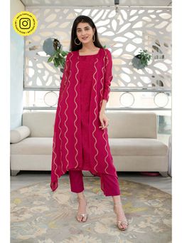 Label Shaurya Sanadhya - Pink Kurta Pant with Overcoat (Set of 3)